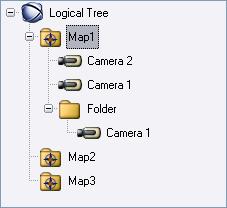 Bosch Video Management System Näppäimistön käyttäminen fi 61 UP Level Up Map1 Map2 Camera2 Camera1 Folder1 Map3 DOWN DOWN Komentotilan käyttäminen: 1. Siirry Komentotilaan. 2.