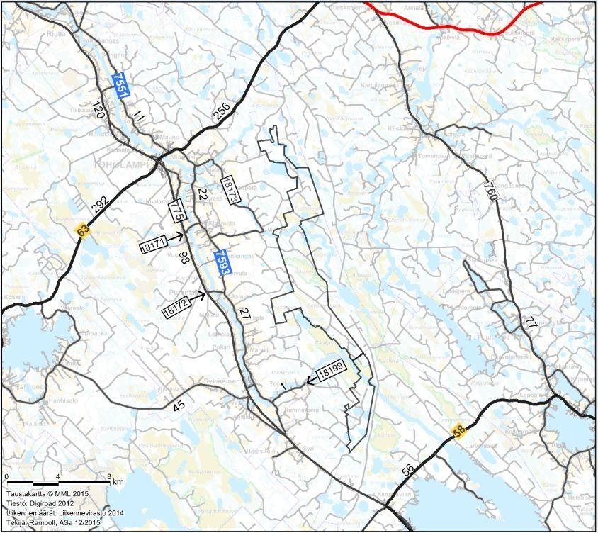 Kuva 9. Keskimääräinen raskaan liikenteen vuorokausiliikenne (KVL ras). 2.1.