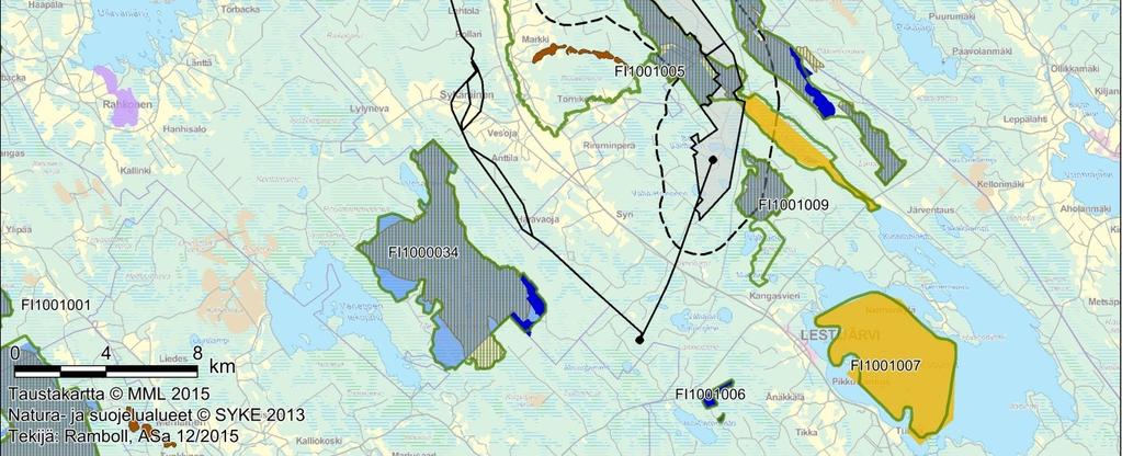 580 m Lestijokivarren Natura-alue 2,7 km 2,9 km 4,9 km Kotkannevan ja Pikku-Koppelon metsien Natura-alue 7,7 km 8,1 km 8,8 km Lestijärven saarien Natura-alue 6,7 km 6,9 km 7,2 km Kotkannevan