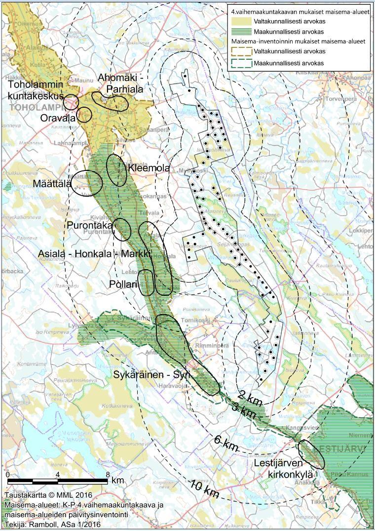 Kuva 20. Toholampi-Lestijärven tuulivoimapuiston maisematarkastelun kohteet. 2.1.8 Muinaisjäännökset Kokonaishankealueelta ei ollut tiedossa muinaisjäännöksiä ennen kesällä 2013 tehtyä inventointia.
