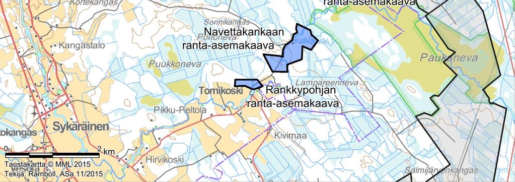 sijaitsevat ranta-asemakaava-alueet.