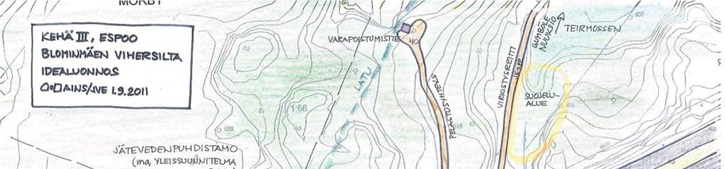 SUOSITUKSET EKOLOGISEN VERKOSTON SÄILYTTÄMISEKSI JA KEHITTÄMISEKSI Kehä III:n estevaikutuksen lieventäminen Kehä III aluevaraussuunnitelmassa (2011) pohjois-eteläsuuntaisen ulkoilun pääreitin