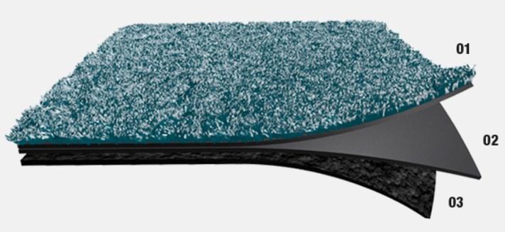 (Upofloor 2017e) Kuva 23 Erikoisvinyylipohjainen tekstiilimatto ja bitumipohjainen tekstiilimatto (Forbo 2017b; Modulyss 2017). Keraamiset laatat Keraamisiin laattoihin luetaan mm.