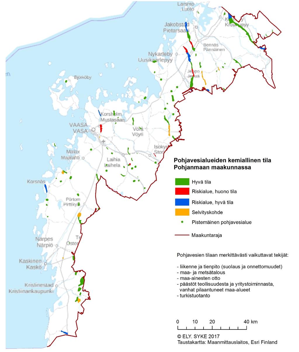 Pohjanmaan pohjavesialueiden keskeiset kysymykset 2022-2027.