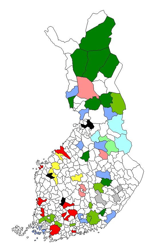 Alueelliset toimielimet: monenkirjava joukko 63 alueellista toimielintä 59 kunnassa 23 eri