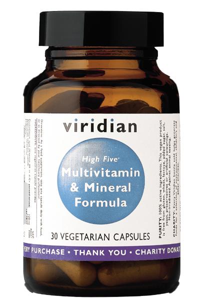 VIRIDIAN HIGH FIVE MONIVITAMIINI High Five monivitamiini- ja kivennäisaine sisältää tavallista enemmän B5-vitamiinia