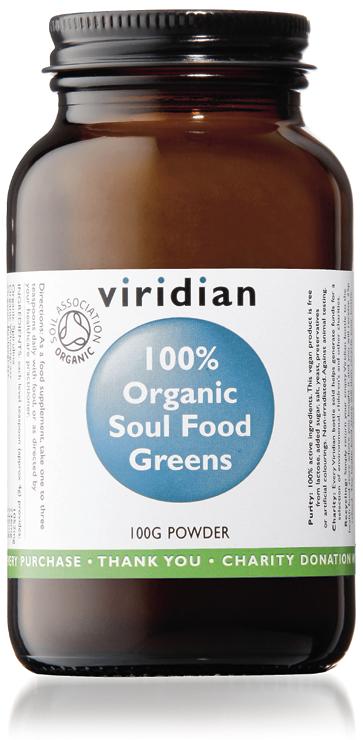 VIRIDIAN SOUL FOOD LUOMUVIHERSEOS Elinvoimaa klorofylli rikkaista vihreistä: spirulina, chlorella, vehnänoras, ohranoras,