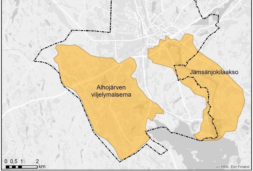 Tampere-valtatien varteen, sekä Jämsän keskustan ja Kaipolan läheisyyteen.