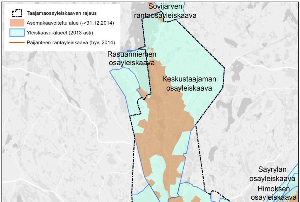 50 Himoksen osayleiskaava 10.1.2001 Lisäksi taajamaosayleiskaava rajautuu seuraaviin voimassa oleviin yleiskaava-alueisiin: Rasuanniemen osayleiskaava, 15.1.2001 Rasuanniemen osayleiskaavan muutos ja laajennus, 28.