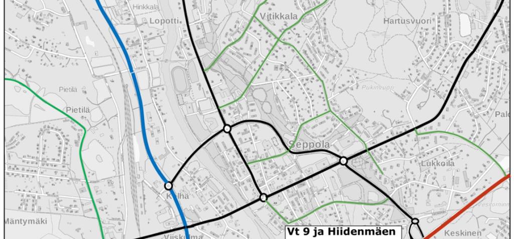 Näistä Ahon liittymään (mt 16554 Partalantie / mt 16557 Alhojärventie) esitetään rakennettavaksi minieritasoliittymä, jolloin Partalantien ja Kakaristontien nykyiset liittymät valtatielle 9 voidaan