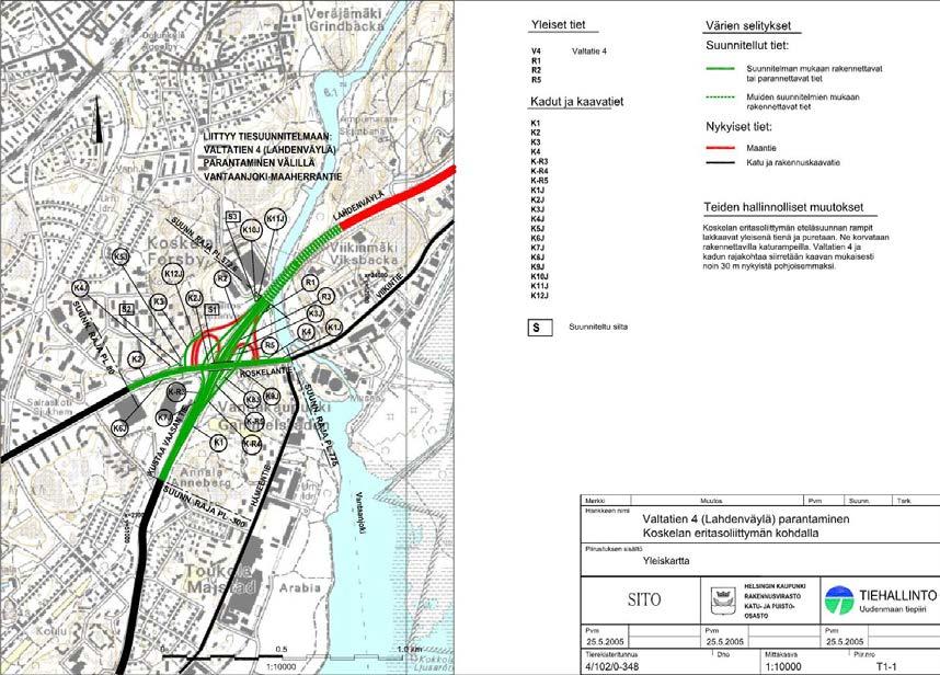Lahdenväylä Koskelantie Lahdenväylän ja Koskelantien liittymä muutetaan asemakaavan mukaisesti suorilla rampeilla varustetuksi