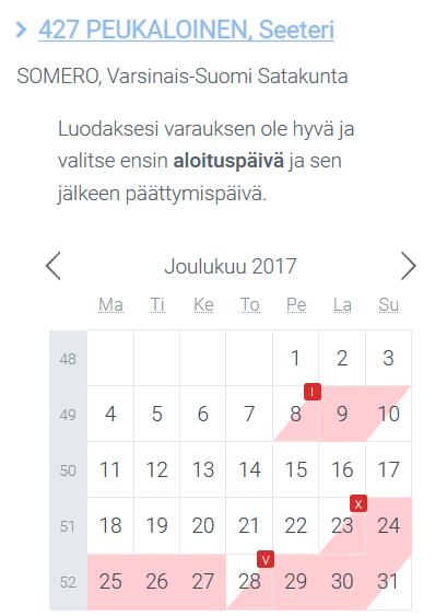 asiakkaan nimi tai tilaus jostakin lisäpalvelusta). Varaus vahvistetaan klikkaamalla Vahvista varaus. Varaus on valmis.