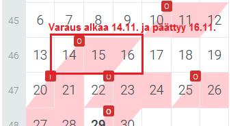 OMAN VARAUKSEN PERUMINEN TAI MUUTTAMINEN - Etsi varaus kohdekohtaisesta kalenterista ja klikkaa varausta, jotta se avautuu.