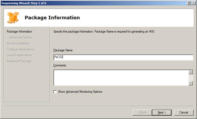 Uuden sovelluksen paketointia varten aloitusruudusta valitaan Create a Package. Kuva 13. Microsoft Application Virtualization Sequencer 4.6 -ohjelman aloitusruutu.