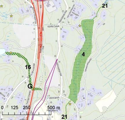 Hirvasjoesta. Hitonhaudan länsi- ja pohjoisosassa on arvokas harjualue syvän harjuhaudan jakamine rinnakkaisselänteineen.