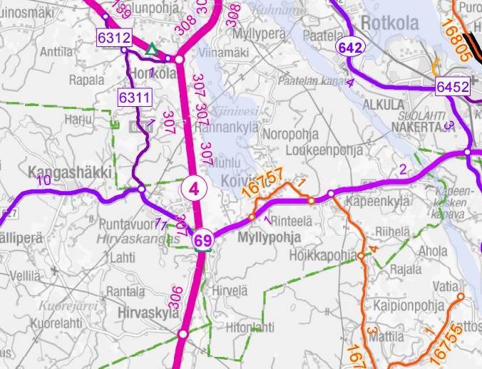 Kaupunginhallitus 10.4.2017 liite nro 2 (22/52) 21 3.8 Liikenne Alueen läpi kulkee valtakunnallinen pääväylä valtatie 4, jonka kautta kylä liittyy muuhun yhdyskuntarakenteeseen.