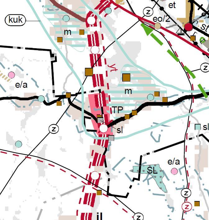 Kaupunginhallitus 10.4.2017 liite nro 2 (30/52) 29 Sirkkaharjun haara 110 kv: Suunniteltu voimajohto teollisuusalueen tarpeisiin. Kuva. Ote kokonaismaakuntakaavasta. (Lähde: www.keskisuomi.