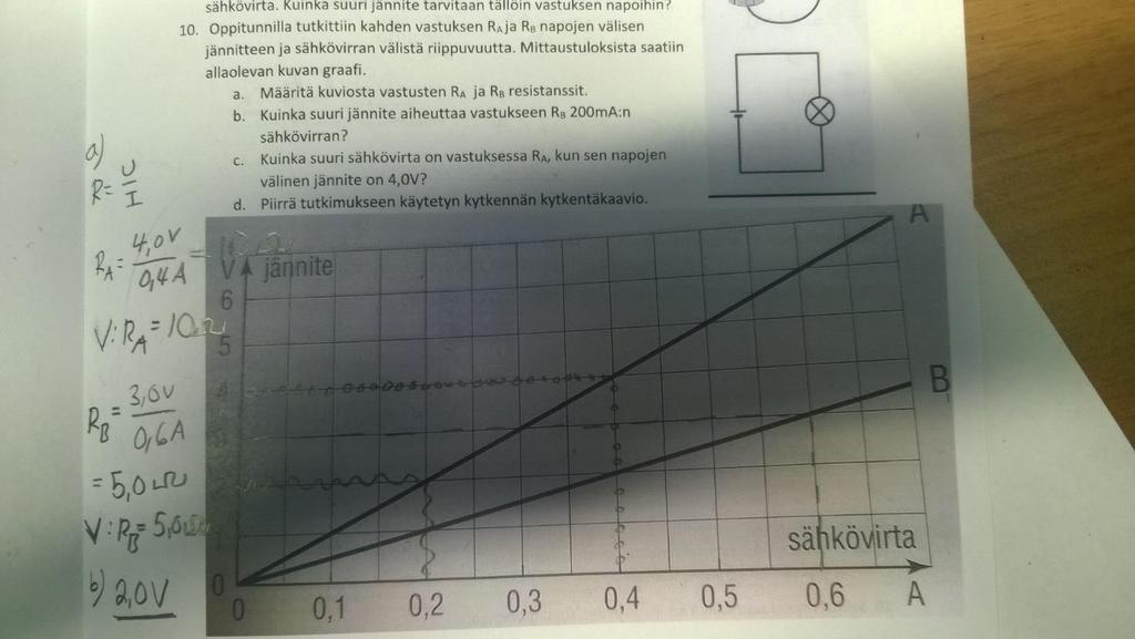 9. Sähkölaitetta suunniteltaessa haluttiin 220Ω vastukseen 5mA:n sähkövirta.