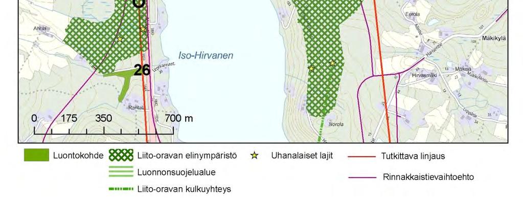 Lehtokasvillisuutta on metsän eteläosalla ja keskivaiheella. Puustoa on käsitelty kasvatushakkuin. Liito-oravan papanapuita on vuoden 2009 kartoituskäynnillä löytynyt 19 kappaletta.