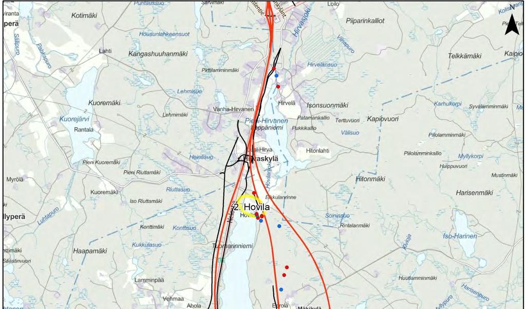 Luontoselvitys 30 / 76 cinus/bandtii) varttuneessa kuusikossa että pohjanlepakoita teiden ja niiden risteysten muodostamilla aukeilla alueilla.