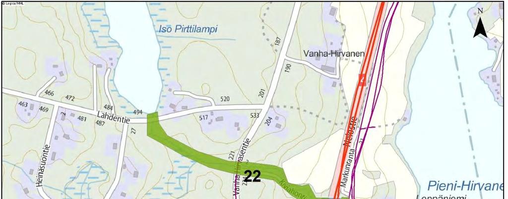 Luontoselvitys 57 / 76 Kuva 7-20 Iso-Pirttilammen laskupuro (22). 24.