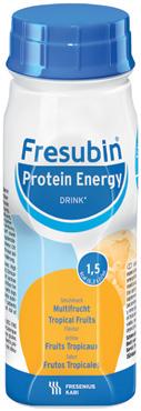 Fresubin Protein Energy DRINK Makuvaihtoehdot: Cappuccino Suklaa Trooppiset hedelmät Vanilja Metsämansikka Maitopohjainen Runsaasti proteiinia sisältävä täydennysravintovalmiste. Ei sisällä kuitua.
