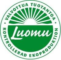 Kuva 2 Eviran myöntämä Luomu- valvottua tuotantoa-merkki, eli aurinkomerkki (luomu n.d.).