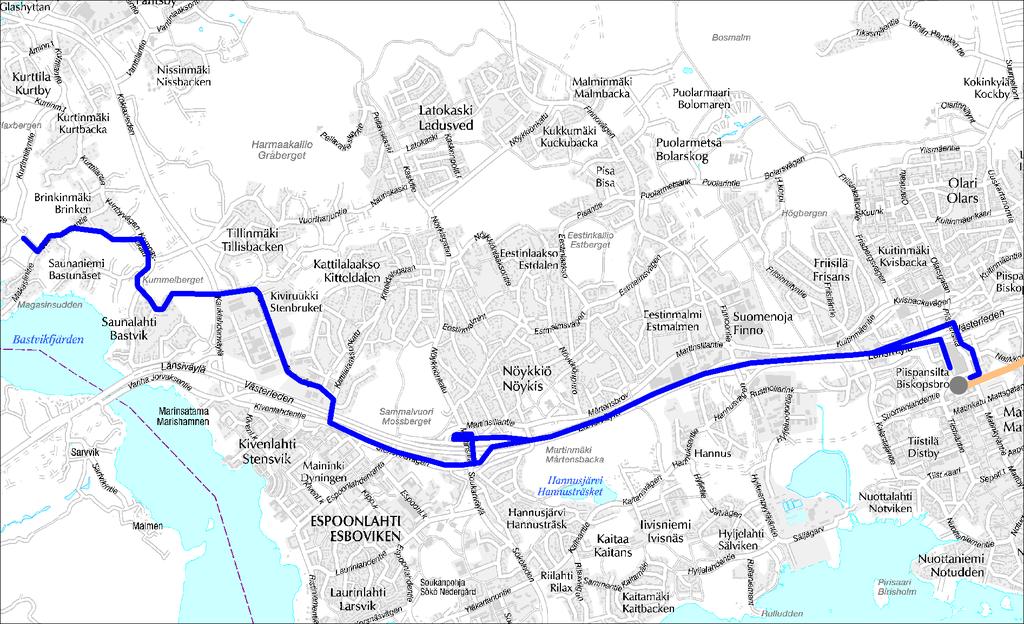 Linja 164 Matinkylä (M) Kiviruukki Saunalahti Saunaniemi Linja 164 Ruuhka Päivä/Ilta Hiljainen aika La, päivä Su, päivä Vuoroväli, min 15 15 30 15 30 Minimikierrosaika, min 56 50 47 50 47