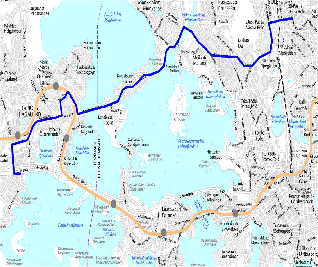 Linja 551 Westendinasema Tapiola (M) Meilahti Pasila Linja 551 Ruuhka Päivä/Ilta Hiljainen aika La, päivä Su, päivä Vuoroväli, min 5 10 30 15 30 Minimikierrosaika, min 78 67 62 67 62 Suoritelaskennan