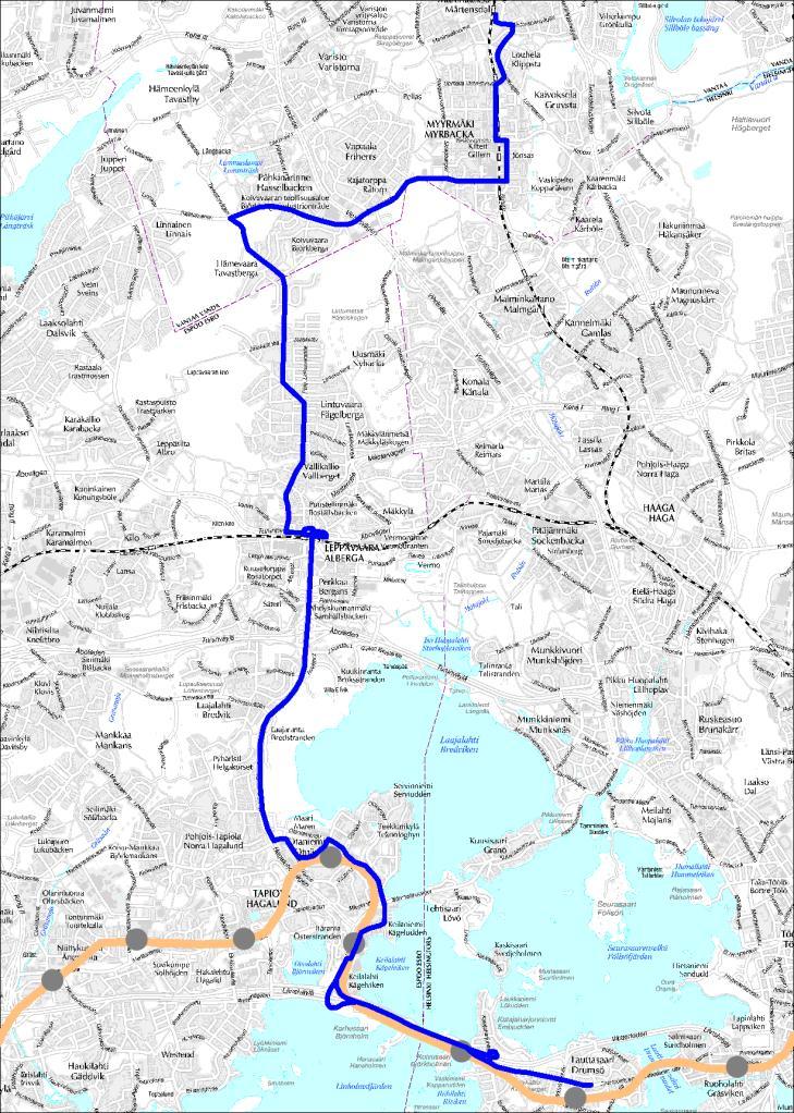 Linja 555 Martinlaakso Leppävaara Otaniemi (M) Lauttasaari (M) Linja 555 Ruuhka Päivä/Ilta Hiljainen aika La, päivä Vuoroväli, min 12 30 30 - - Minimikierrosaika, min 130 125 105 - - Suoritelaskennan