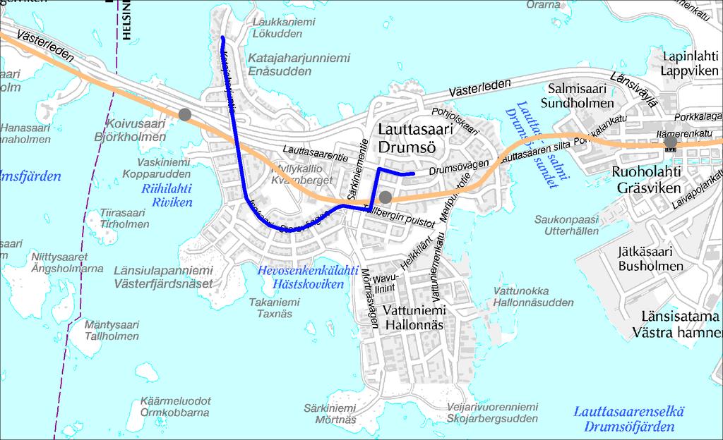 Linja 20 Lauttasaari Katajaharju Linja 20 Ruuhka Päivä/Ilta Hiljainen La, päivä Su, päivä aika Vuoroväli, min 10 15 20 15 15 Minimikierrosaika, min 27 27 21 27 21 Suoritelaskennan kierrosaika, min 30