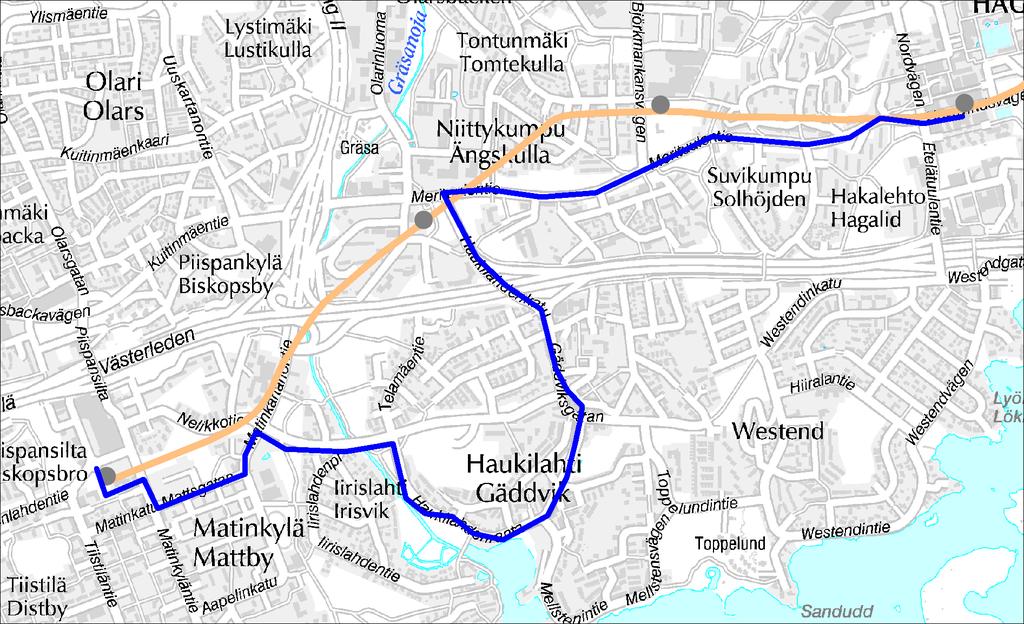 Linja 112 Tapiola (M) Niittykumpu (M) Haukilahti Matinkylä (M) Linja 112 Ruuhka Päivä/Ilta Hiljainen aika La, päivä Su, päivä Vuoroväli, min 10 15 30 15 30 Minimikierrosaika, min 55 48 40 48 40