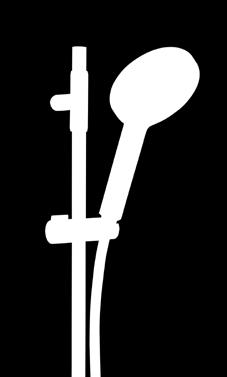 HAFA DESIGN BLACK Kromattu suihkusetti jossa on metallitanko, musta letku ja kahva.