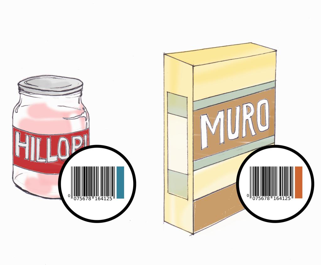 FIRST THOUGHTS & IDEAS PACKAGE LABELING BINS FOR HOME - COLORS IN THE BAR CODES - EASY TO