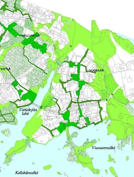 LIITTYMIneN YMPÄRÖIVÄÄN VIHERALUEVERKOSTOON Meri-Rastila liittyy myös laajempaan viheralueverkostoon.