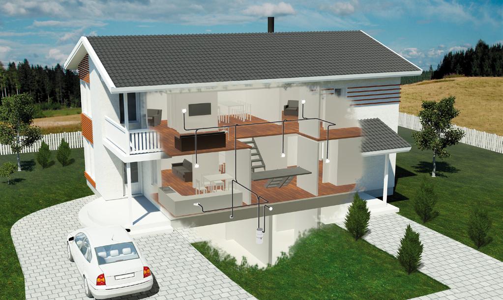 Putkisto voidaan asentaa eri-ikäisiin ja -tyyppisiin taloihin esimerkiksi yläpohjaa, komeroita ja portaikkorakenteita hyväksikäyttäen.