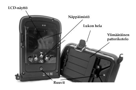 Kamerassa on seuraavat liitäntävaihtoehdot ulkoisiin laitteisiin: USB- portti, SD- muistikorttipaikka, TV- ulostulo, 6V liitäntä ulkoiselle virtalähteelle.
