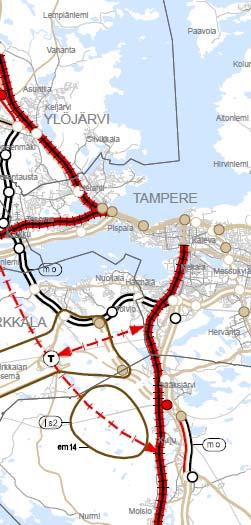 Tampereen keskustan kannalta tärkeitä ovat varsinkin kaupunkikehittämisen kohdealue (kk 2) ja matkakeskus (LM). Pirkanmaan 2.