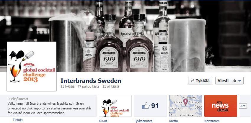 23 täjää puhuu Interbrands Swedenistä, joten yritys saa tätä kautta myös hyvin tärkeää sosiaalista näkyvyyttä. (Facebook Interbrands Sweden 2012.
