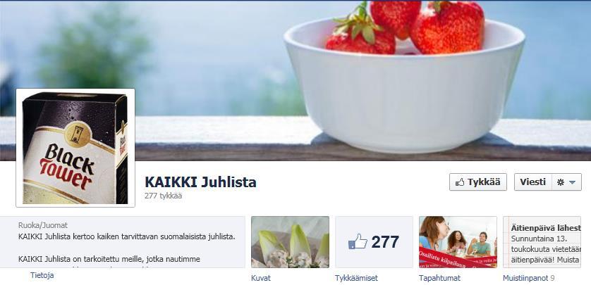 24 Kuvio 8. Kaikki juhlista -Facebook-sivut (Facebook Kaikki juhlista 2012). 8 Interbrandsin kilpailijat 8.