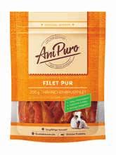 Anipuro terveelliset välipalat koirallesi Hearties Puro Duck ja Chicken Breast Filet -valmisteita voi käyttää terveellisenä välipalana.