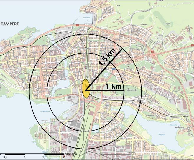 10 3300 kadunvarsipysäköintipaikkaa. Alueen lähiympäristössä on myös yksityisten kiinteistöjen omistamia pysäköintilaitoksia ja -alueita. Kuva 5.