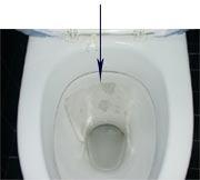 WC-istuimen vuototesti Vuodon voi havaita selkeästi ja nopeasti pytyn takaosaan laitettavan wc-paperin avulla Kun viimeisestä huuhtelusta on kulunut n.