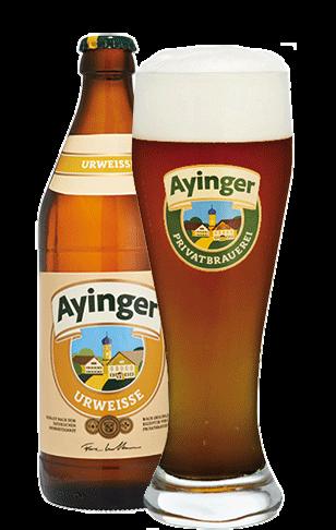 Ayinger, Urweisse 5,8% 8,50 Saksa Sameaa, kellanruskeaa vehnäolutta, jossa melko runsas vaahto.