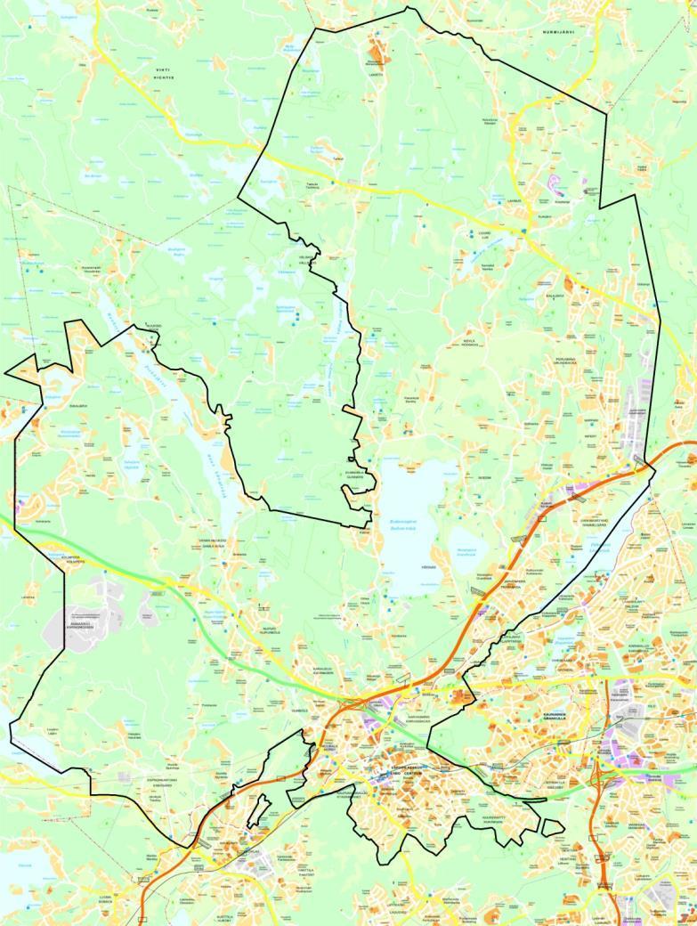 4 (19) 1. Perustiedot kaavahankkeesta Sijainti Suunnittelualue on noin 169 km², mikä on yli 30 % koko Espoon pinta-alasta ja yli 50 % Espoon maapinta-alasta.
