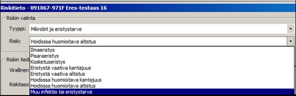 riskitiedot Muu syy epäillä MDR-kantajuutta esim.