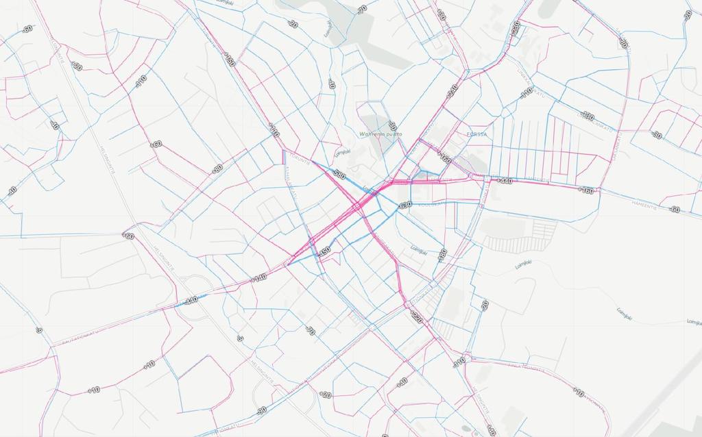 Keskustan pyöräiltävyysanalyysi Varsinkin keskusta-alueella pyöräilyverkko oli hyvin katkonaista ja tämän työn avulla pyrittiin kehittämään läpiajoliikenteen mahdollisuuksia sekä saavutettavuutta.