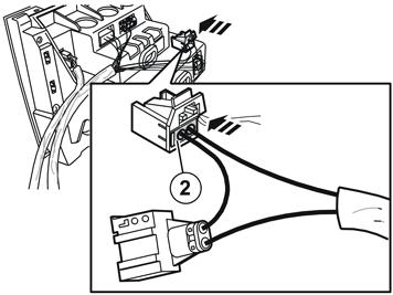 Irrota pistokerungosta pieni pistoke (2), jossa on kaksi valokaapelia Säilytä irrallinen pistoke.