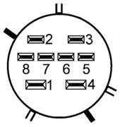 B, harmaa 1 Maadoitus "tulo- /poistoventtiili" 2 Ylimääräventtiili 3 Maadoitus "ylimääräventtiili" 4 Maadoitus "paineanturi" 5 +24 V / syöttö "paineanturi" 6 Tosipaine 7 Poistoventtiili 8