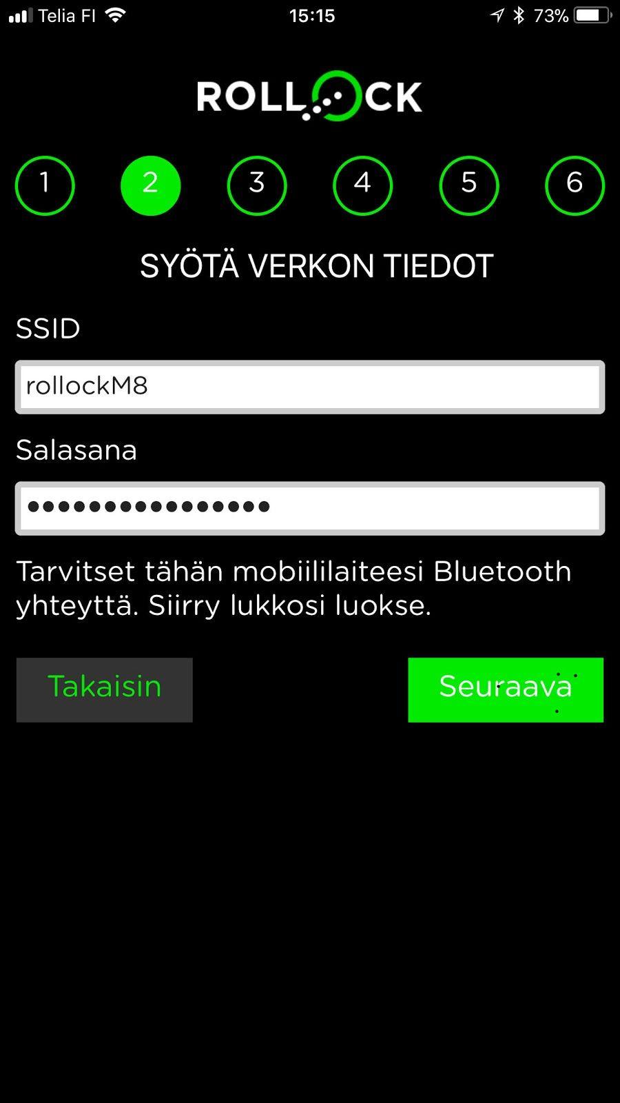 .. tietojen tallentamisen jälkeen; WLAN yhteys luodaan,